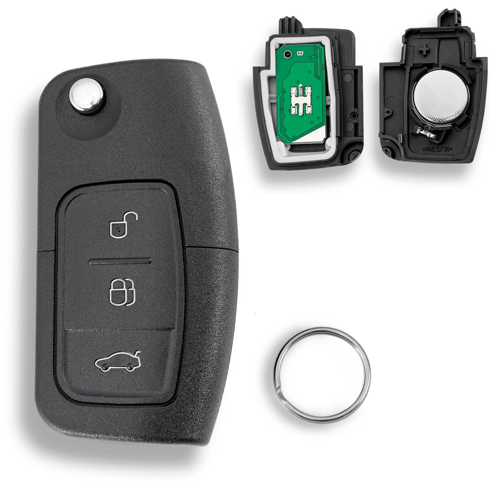 433MHZ 3 Tasten Autoschlüssel Fernbedienungs für Ford Fiesta Mondeo Galaxy Ford C-Max Schlüssel S-Max mit 4D63 Chip Schlüsselring 433MHZ 3 Tasten Autoschlüssel Fernbedienungs für Ford Fiesta Mondeo Galaxy Ford C-Max Schlüssel S-Max mit 4D63 Chip Schlüsselring von GLOUVDEYZ