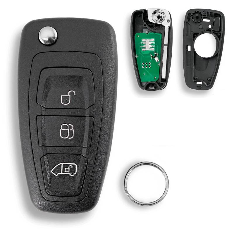 433MHZ 3 Tasten Autoschlüssel Fernbedienungs für Ford Transit Custom 2012-2016 und Ford Transit 2014-2016 mit ID63 Chip HU101 Klinge Schlüsselring von GLOUVDEYZ