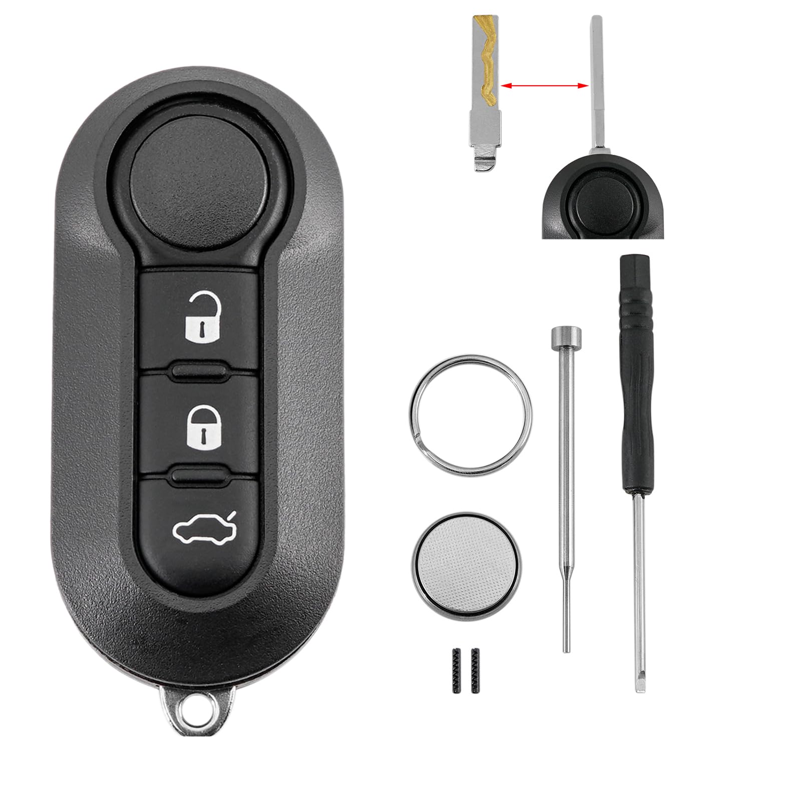 3 Tasten Autoschlüssel Gehäuse Für FIAT Ducato Doblo 500 500L Punto Bravo Panda Citroen Nemo Relay Jumper Iveco Daily Iveco Batterie CR2032 Pin-Entfernungswerkzeug 3 Tasten Autoschlüssel Gehäuse Für FIAT Ducato Doblo 500 500L Punto Bravo Panda Citroen Nemo Relay Jumper Iveco Daily Iveco Batterie CR2032 Pin-Entfernungswerkzeug von GLOUVDEYZ