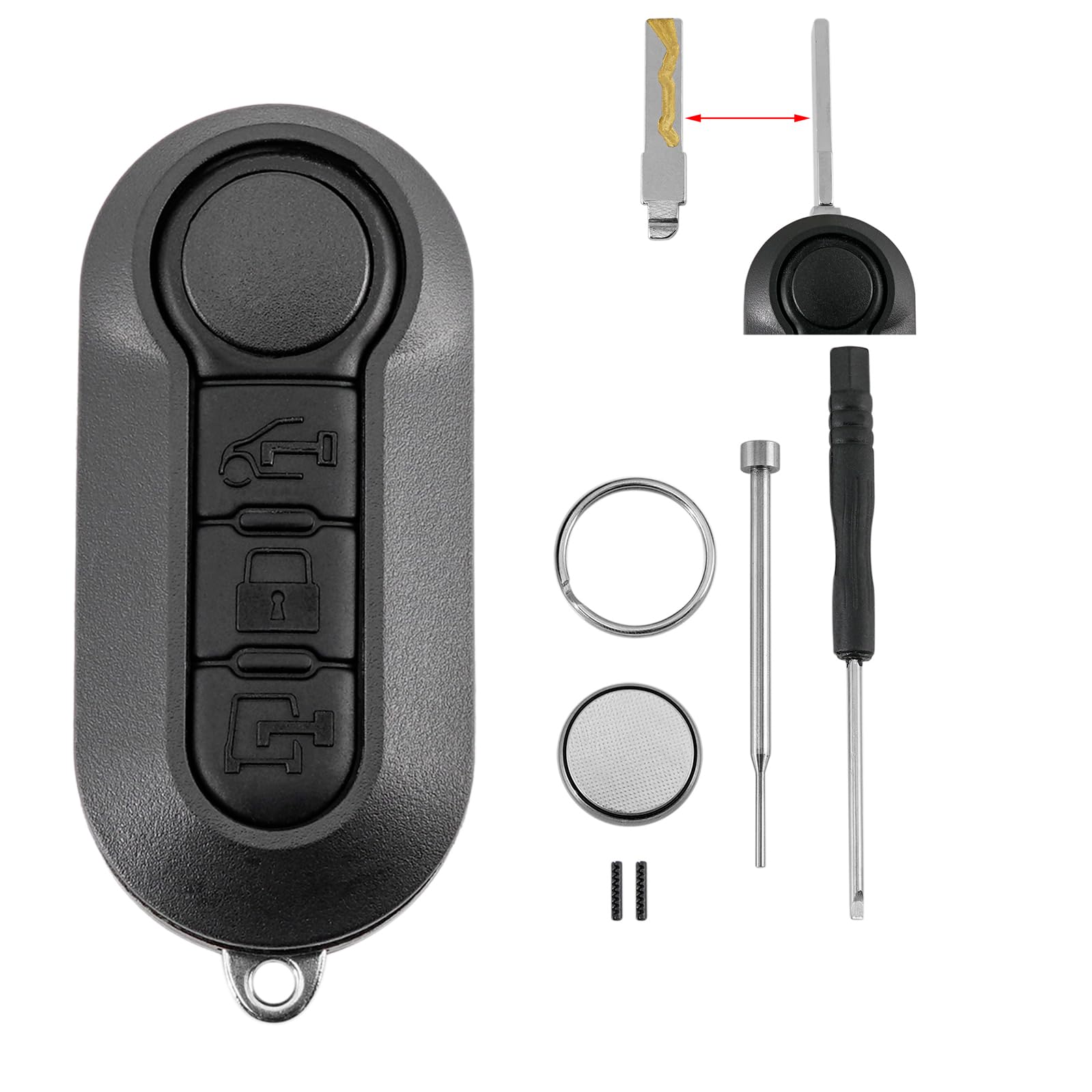 3 Tasten Autoschlüssel Gehäuse Für FIAT Ducato Doblo 500 500L Punto Bravo Panda Citroen Nemo Relay Jumper Iveco Daily Iveco Batterie CR2032 Pin-Entfernungswerkzeug 3 Tasten Autoschlüssel Gehäuse Für FIAT Ducato Doblo 500 500L Punto Bravo Panda Citroen Nemo Relay Jumper Iveco Daily Iveco Batterie CR2032 Pin-Entfernungswerkzeug von GLOUVDEYZ