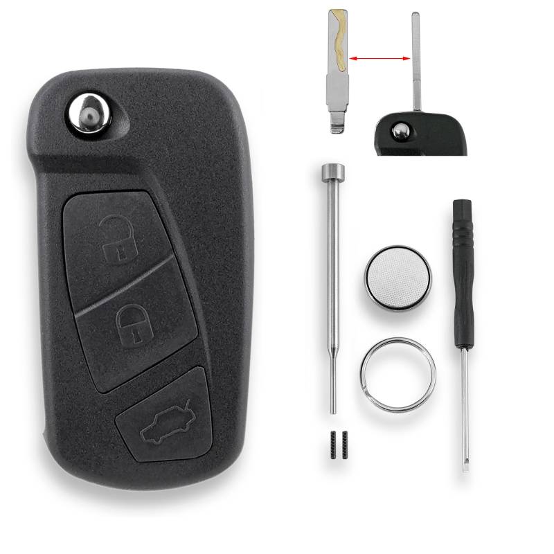 3 Tasten Autoschlüssel Gehäuse Für Ford KA MK2 2008-2016 mit Batterie CR2032 und Pin-Entfernungswerkzeug Schraubendreher Schlüsselring von GLOUVDEYZ