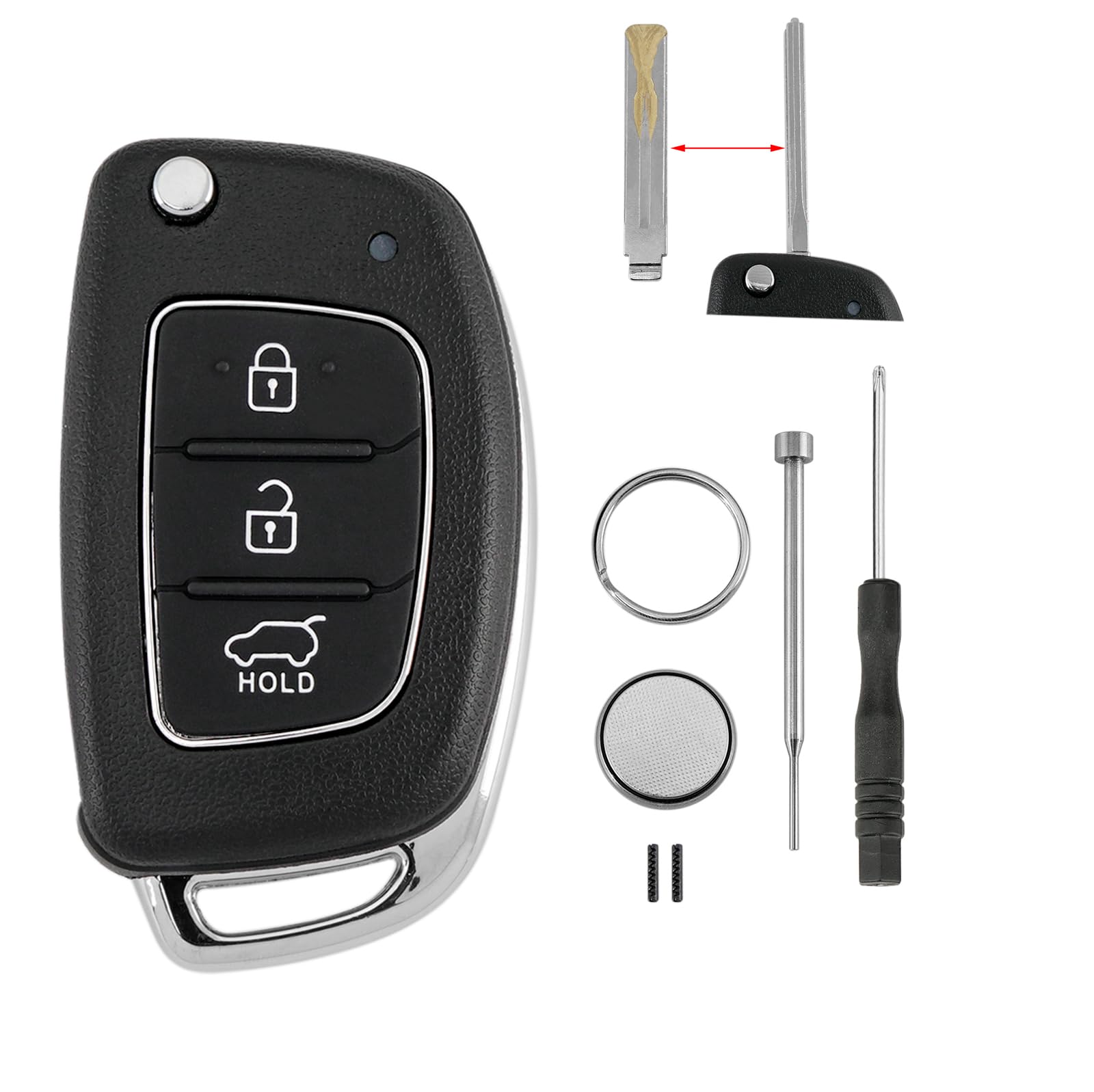 3 Tasten Autoschlüssel Gehäuse für Hyundai i10 i20 i40 iX35 Sante Fe Batterie CR2032 Pin-Entfernungswerkzeug 3 Tasten Autoschlüssel Gehäuse für Hyundai i10 i20 i40 iX35 Sante Fe Batterie CR2032 Pin-Entfernungswerkzeug von GLOUVDEYZ
