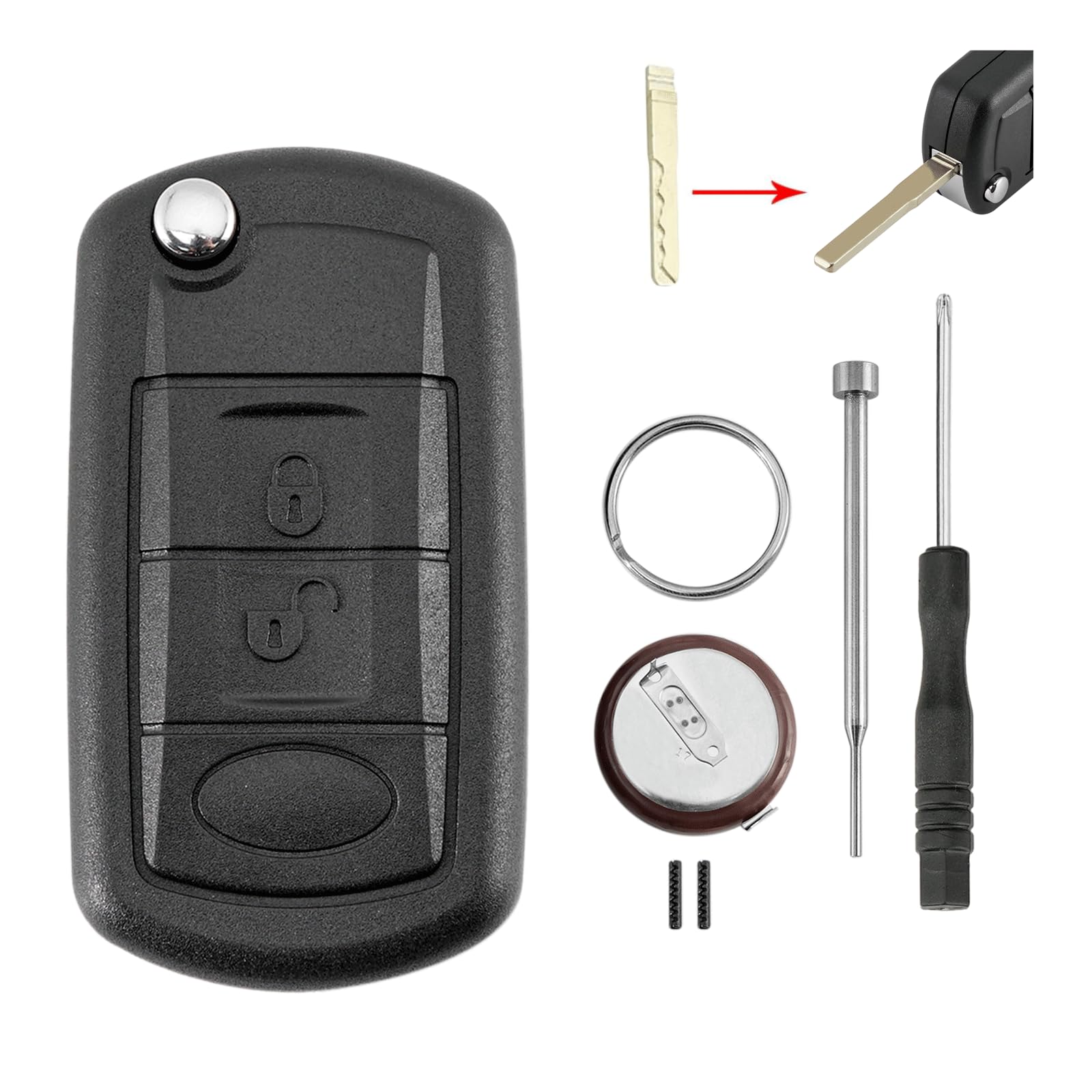 Autoschlüsselgehäuse mit Batterie VL2330 für Land Rover Discovery 3 für Range Rover Sport 3 Tasten Schlüsselgehäuse mit Pin-Entfernungswerkzeug Autoschlüsselgehäuse mit Batterie VL2330 für Land Rover Discovery 3 für Range Rover Sport 3 Tasten Schlüsselgehäuse mit Pin-Entfernungswerkzeug von GLOUVDEYZ
