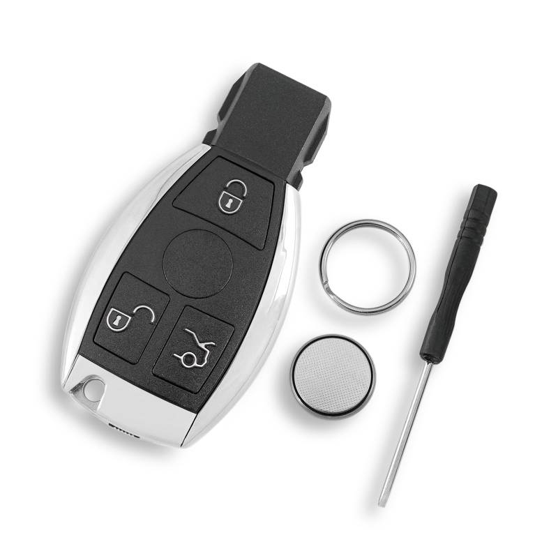 Mercedes Benz Schlüsselgehäuse 3 Tasten für Mercedes Benz C E G R S SL SLK Klasse W203 W204 W205 W210 W211 mit Batterie CR2032 und Schraubendreher Schlüsselring von GLOUVDEYZ