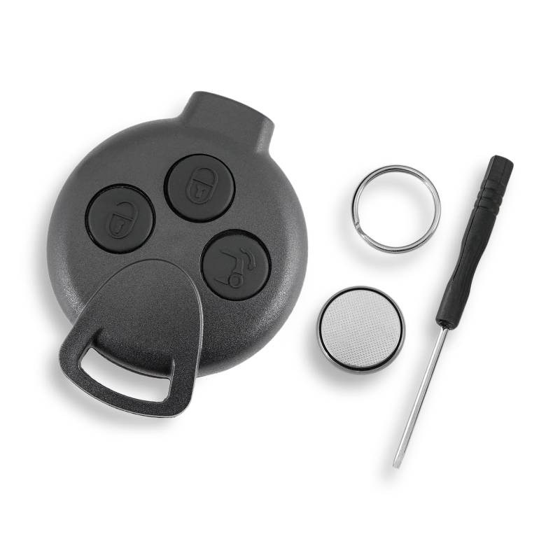 3 Tasten Autoschlüssel Gehäuse für Mercedes Benz SMART Fortwo 451 2007-2013 mit Batterie CR2016 von GLOUVDEYZ
