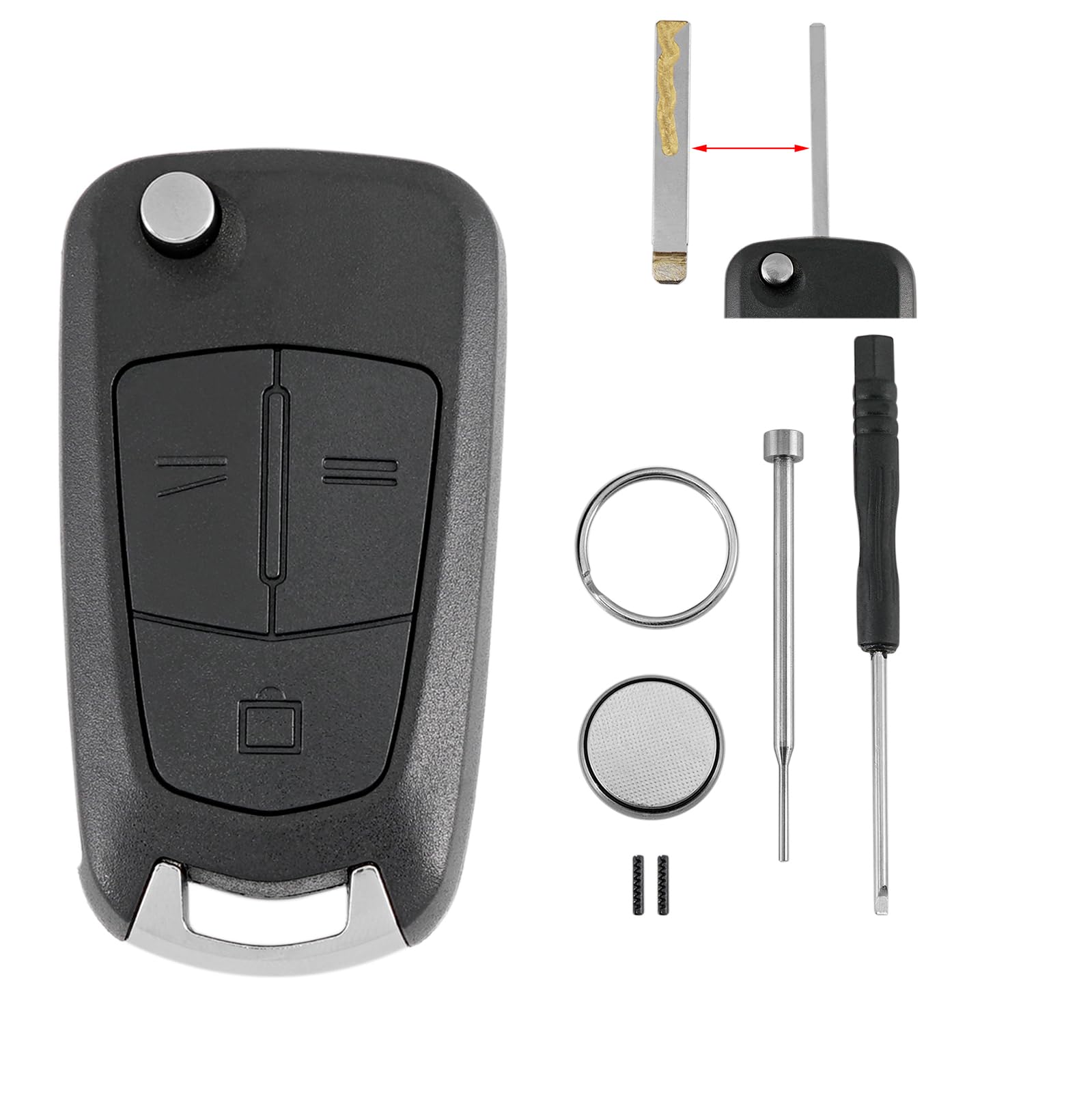 Autoschlüssel Gehäuse für Vauxhall Opel Vectra C Signum Opel Vectra C Autoschlüssel 3 Tasten mit Batterie CR2032 und Pin-Entfernungswerkzeug Schraubendreher Schlüsselring Autoschlüssel Gehäuse für Vauxhall Opel Vectra C Signum Opel Vectra C Autoschlüssel 3 Tasten mit Batterie CR2032 und Pin-Entfernungswerkzeug Schraubendreher Schlüsselring von GLOUVDEYZ
