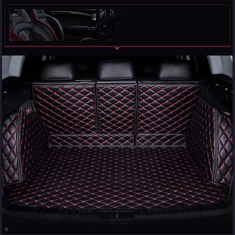 Auto Leder Kofferraummatten für Audi Q3 F3 SUV 2018-2023 (up), Kofferraummatte Kratzfest rutschfest Kofferraum Schutzmatten Zubehör,C/Black-red von GLUC