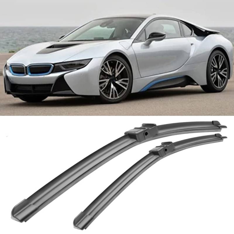 Auto Scheibenwischer für BMW i8 2014-2018 28""+24"", Frontwischerblatt-Set Für Windschutzscheibe Fenster Regenbürsten Auto Scheibenwischer von GLYGLY