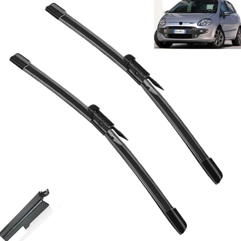 Auto Scheibenwischer für Fiat Grande Punto 2005-2011 26"+15", Frontwischerblatt-Set Für Windschutzscheibe Fenster Regenbürsten Auto Scheibenwischer von GLYGLY