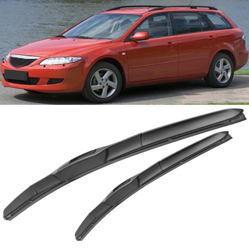 Auto Scheibenwischer für Mazda 6 Wagon 2002-2007 22"+18", Frontwischerblatt-Set Für Windschutzscheibe Fenster Regenbürsten Auto Scheibenwischer von GLYGLY