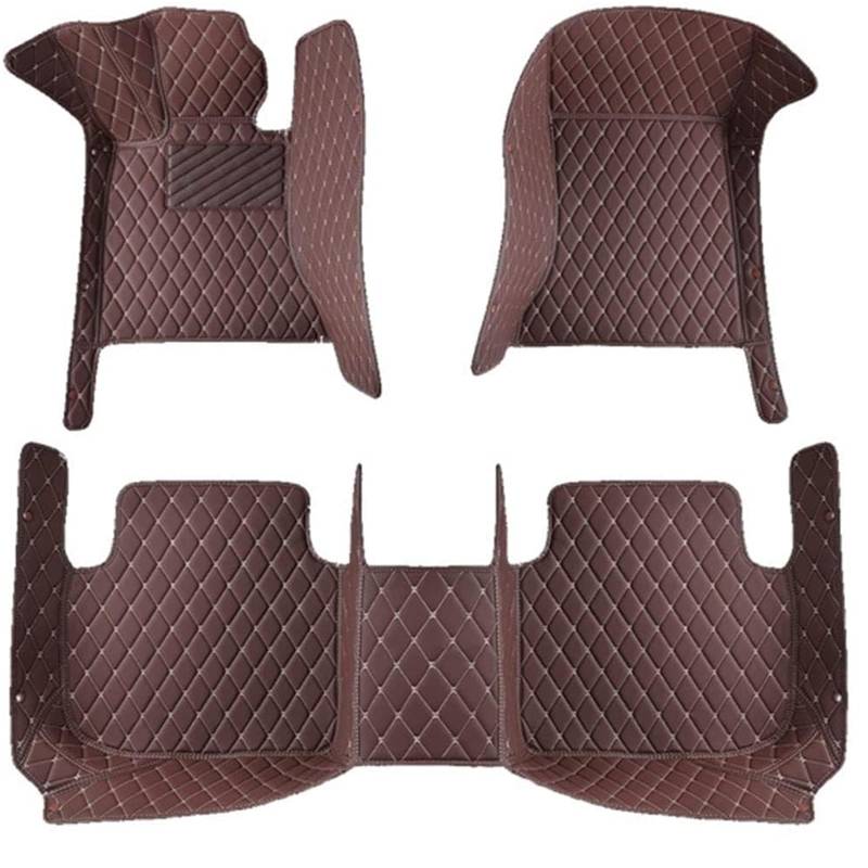 Autofußmatten für VW Multivan 2012-2023 (LHD), Maßangefertigt Personalisiert Leder Wasserfest Antirutsch Passgenaue Innenraum-Schutzmatten,E Coffee von GLYGLY