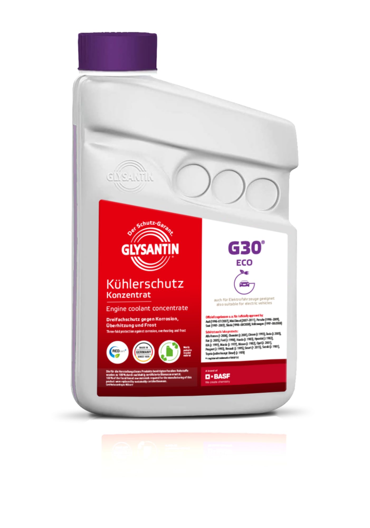 Glysantin G30 Kühlerschutzmittel Konzentrat, ECO BMB 100, silikatfrei, pink, 1 Liter von GLYSANTIN