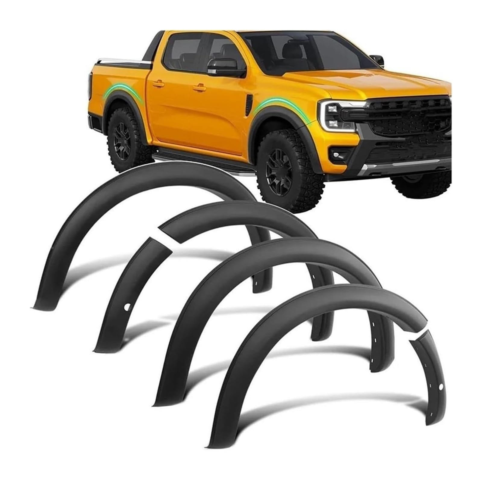Kotflügel Für F&ord Für Ranger 2022 2023 Für Wildtrak-X Mit Parksensor Auto Zubehör Kotflügelverbreiterungen Radlauf(Painted Black) von GMEVEMKFKG