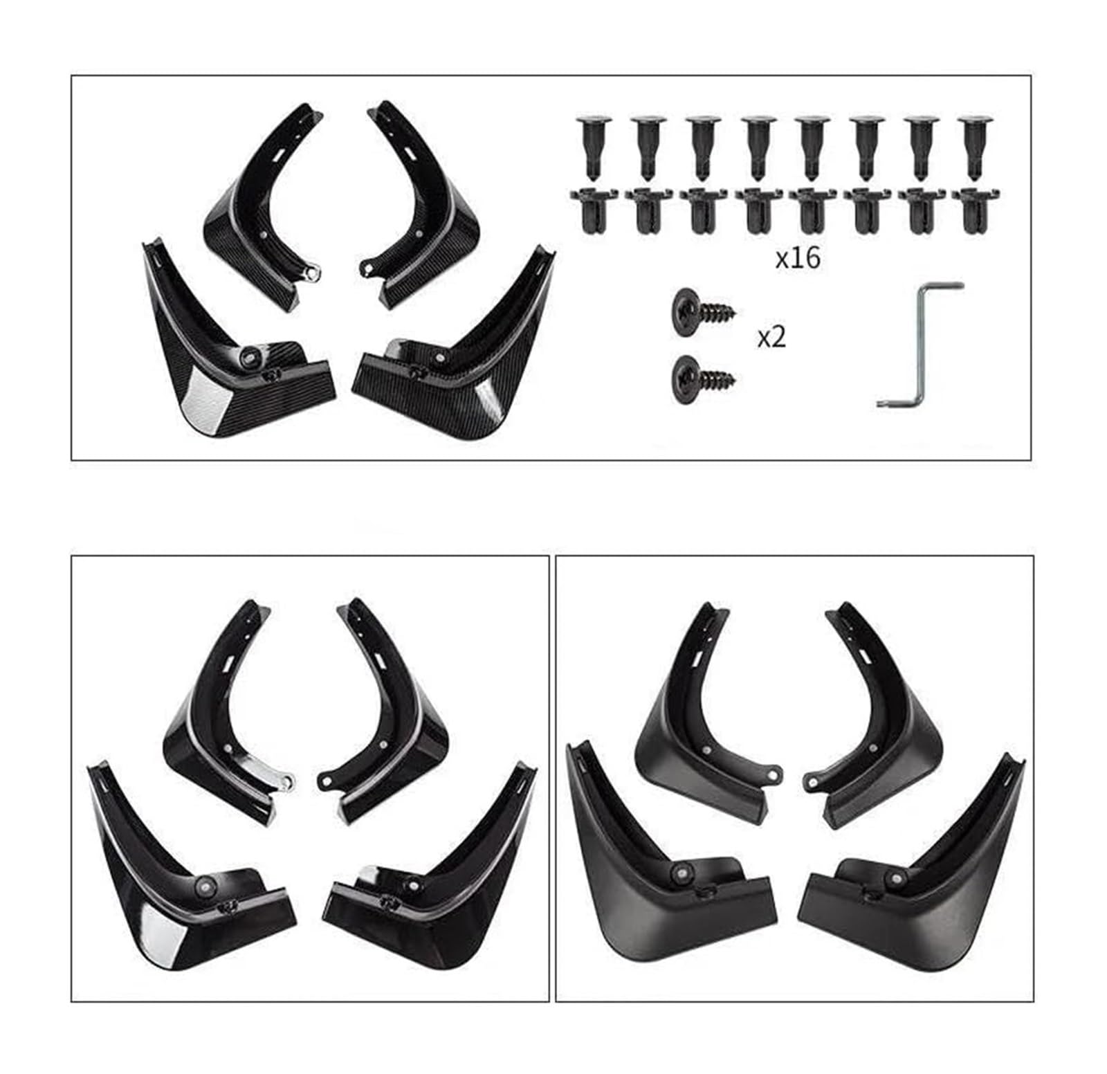 Kotflügel Für Model Y 4 Teile/satz Kotflügel Matte Schwarz Carbon Fiber ABS Modell Energie Auto Schmutzfänger(Weiß) von GMEVEMKFKG
