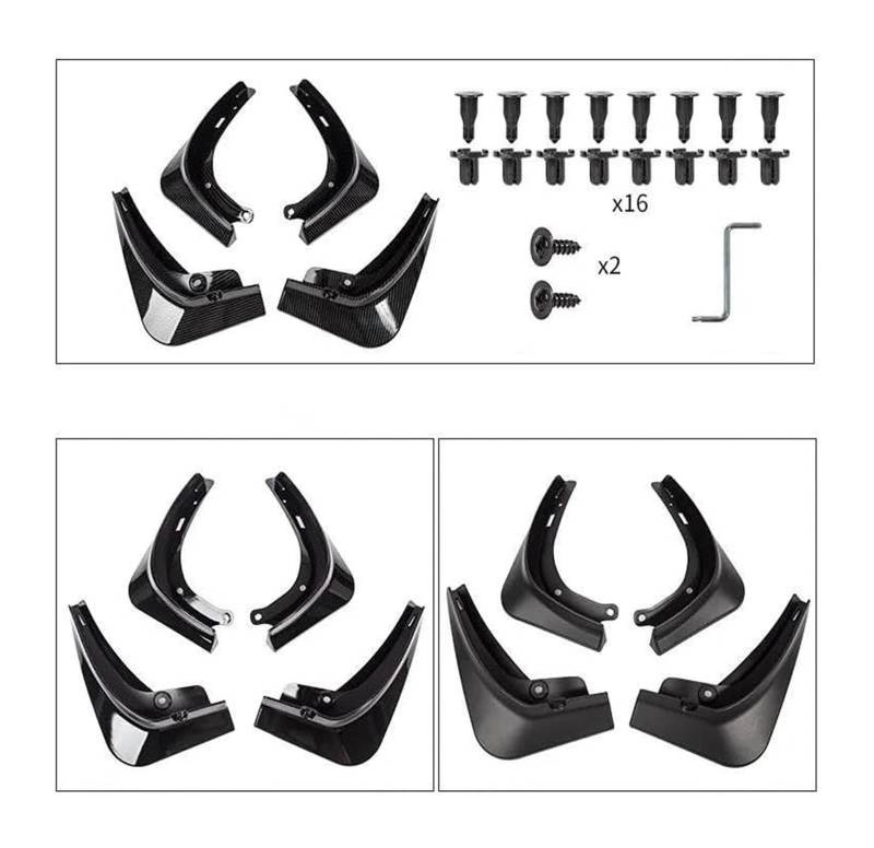 Kotflügel Für Model Y 4 Teile/satz Kotflügel Matte Schwarz Carbon Fiber ABS Modell Energie Auto Schmutzfänger(Weiß) von GMEVEMKFKG