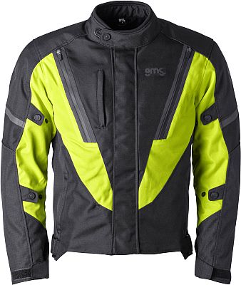 GMS-Moto Avon, Textiljacke wasserdicht - Schwarz/Neon-Gelb - XXL von GMS-Moto
