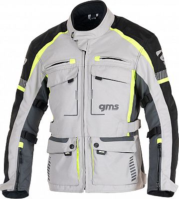 GMS-Moto Everest 3in1, Textiljacke wasserdicht - Hellgrau/Schwarz/Neon-Gelb - 4XL von GMS-Moto