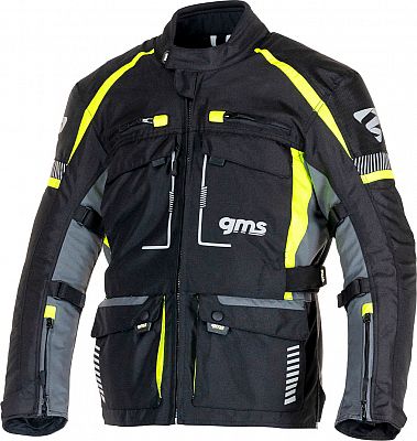 GMS-Moto Everest 3in1, Textiljacke wasserdicht - Schwarz/Grau/Neon-Gelb - L von GMS-Moto