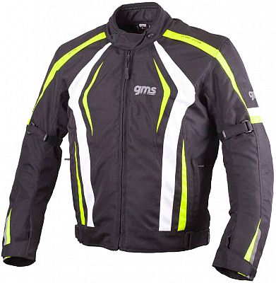 GMS-Moto Pace, Textiljacke - Schwarz/Weiß/Neon-Gelb - XS von GMS-Moto