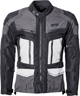 GMS-Moto Tigris, Textiljacke wasserdicht - Schwarz/Grau/Weiß - M von GMS-Moto