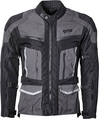 GMS-Moto Tigris, Textiljacke wasserdicht - Schwarz/Grau - M von GMS-Moto