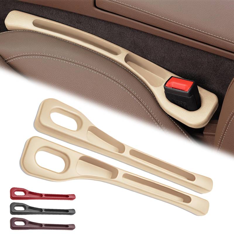 Aufbewahrungsbox für Autositze, 2025 Neu Autositz Gap Organizer Storage Box, Universal Autositz Lückenfüller Organizer Accessoires, Autozubehör Innenraum für Autositzspalt (Off white - 2 stück) von GMTEO