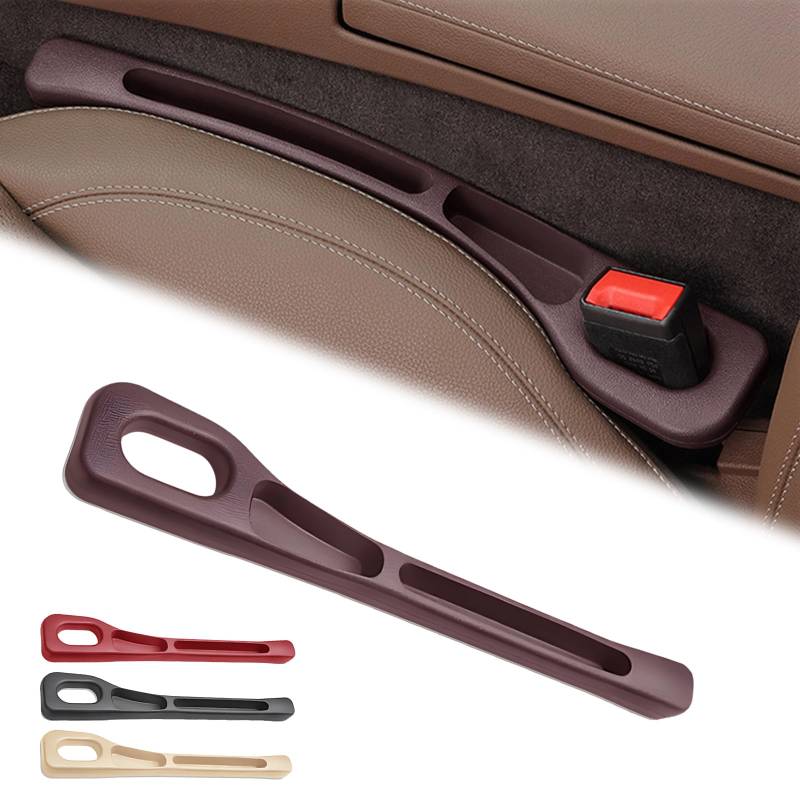 Aufbewahrungsbox für Autositze, 2025 Neu Autositz Gap Organizer Storage Box, Universal Autositz Lückenfüller Organizer Accessoires, Autozubehör Innenraum für Autositzspalt (braun) von GMTEO