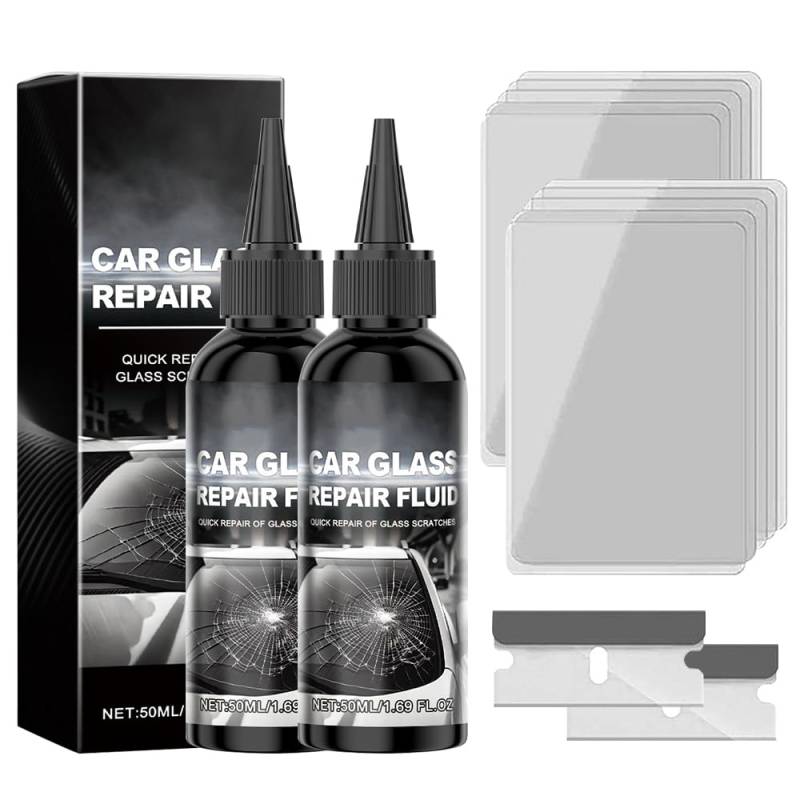GMTEO Steinschlag Reparaturset Windschutzscheibe, 2025 Neu Chipped Windshield Repair Kit, Windschutzscheibe Reparaturset, Glas Reparatur Set Zur Reparatur Langer Rissen Löchern (2 Stück) von GMTEO