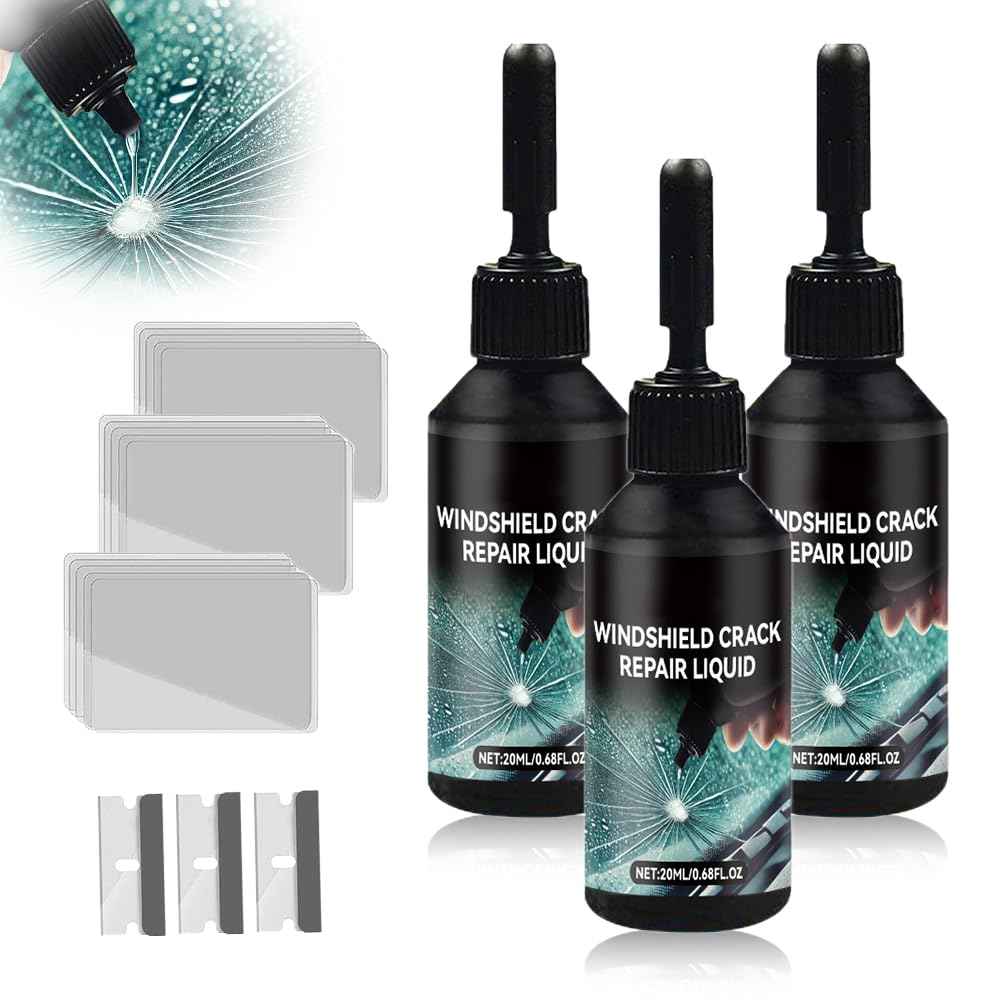 Steinschlag Reparaturset Windschutzscheibe, 2025 Neu Windshield Crack Repair Formula, Glass Repair Kit Glas Reparatur Set Zur Reparatur Langer Rissen, Löchern, Rissen (3 Stück) von GMTEO