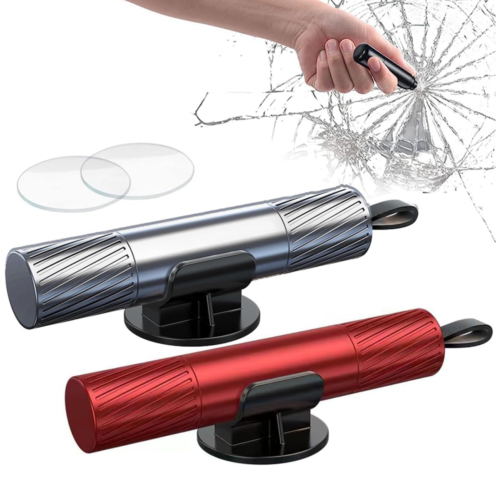 Notfallhammer Auto mit Gurtschneider 2er Set Hammerdex Original Glasbrecher 2-in-1 Nothammer für Auto mit Gurtschneider & Gehärteten Spitzen Notfall Hammer Car Safety Hammer Silber und Rot Notfallhammer Auto mit Gurtschneider 2er Set Hammerdex Original Glasbrecher 2-in-1 Nothammer für Auto mit Gurtschneider & Gehärteten Spitzen Notfall Hammer Car Safety Hammer Silber und Rot von GMXJGZ