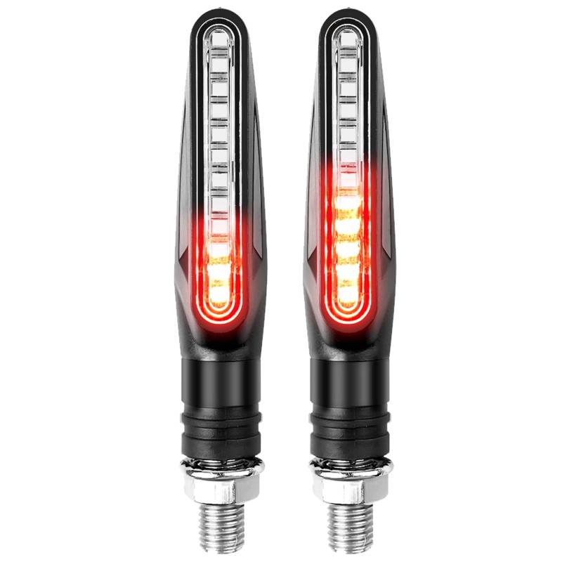 GNAUMORE LED Blinker Motorrad,Fließende Modus-Motorrad-Blinker,Universal 12V Lauflichtblinker,Super Hell Wasserdicht Kontrollleuchten Blinkleuchten von GNAUMORE