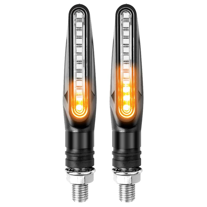 GNAUMORE Motorrad LED Blinker,Fließende Modus-Motorrad-Blinker,Mini 12 LED Blinker Sequentiell Lauflicht,12 Sehr Helle LEDs pro Blinker,Super Hell Wasserdicht Kontrollleuchten Blinkleuchten von GNAUMORE