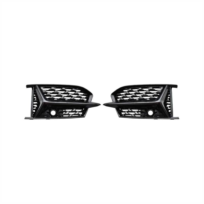 GNITRIMS Nebelscheinwerfer Gitter Für A-udi A6 S6 C8 RS6 2018 2019 2020 2021 2022 2023 2024 Auto-Frontstoßstangen-Nebelscheinwerfergitter(Schwarz) von GNITRIMS