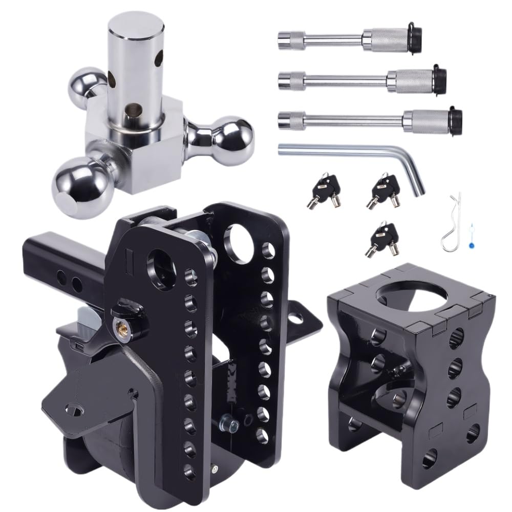 12000 lbs einstellbare 6-Zoll-Tropfen 6-Zoll-Anstieg von DREI Ballanhängerschleppkuppen mit 2 Zoll und 2-5/16-Zoll-Empfängern kompatibel 12000 lbs einstellbare 6-Zoll-Tropfen 6-Zoll-Anstieg von DREI Ballanhängerschleppkuppen mit 2 Zoll und 2-5/16-Zoll-Empfängern kompatibel von GNOVIATL