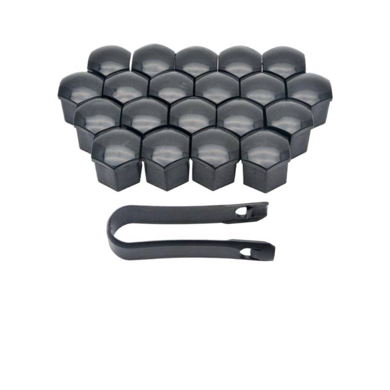 20pcs 19mm Schwarze Plastikradmutternmutterkappen kompatibel mit verschiedenen Automodellen zum Schutzschraubenschutz von GNOVIATL