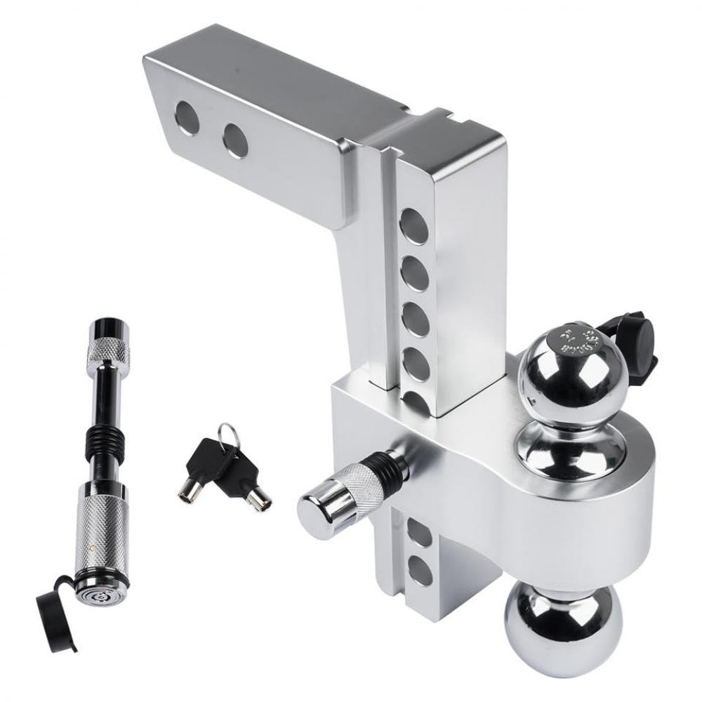 AP03 Silber Aluminiumanhängerkupplung Einstellbar 8 Zoll Tropfen für 2 Zoll Empfänger Feströhrchenkleiderkupplung kompatibel mit Standardanhängern 12 500 lbs GTW AP03 Silber Aluminiumanhängerkupplung Einstellbar 8 Zoll Tropfen für 2 Zoll Empfänger Feströhrchenkleiderkupplung kompatibel mit Standardanhängern 12 500 lbs GTW von GNOVIATL