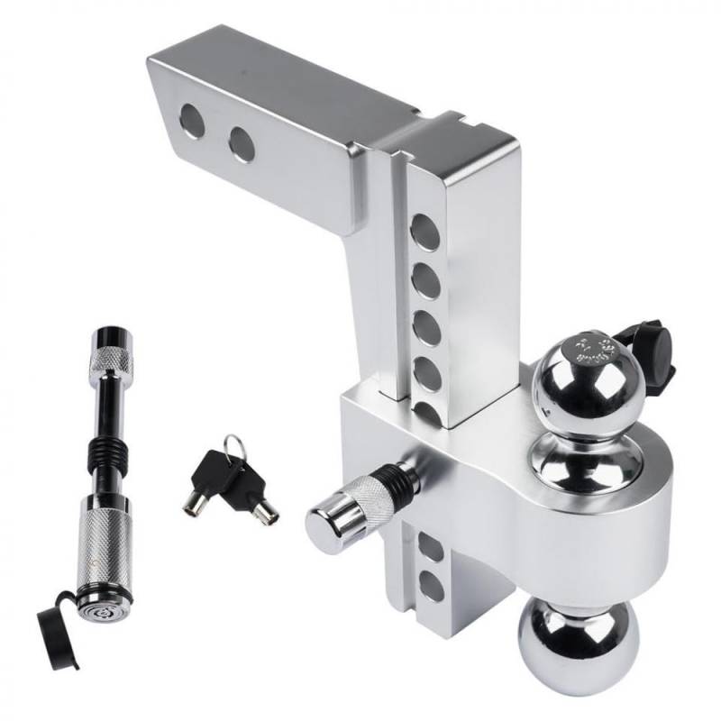 AP03 Silber Aluminiumanhängerkupplung Einstellbar 8 Zoll Tropfen für 2 Zoll Empfänger Feströhrchenkleiderkupplung kompatibel mit Standardanhängern 12 500 lbs GTW von GNOVIATL
