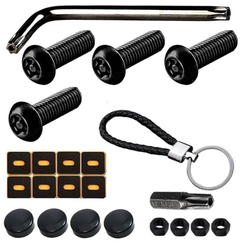 Anti -Diebstahl Schwarze Nummernschildschrauben und Schrauben für universelle Verriegelungsrahmen Rahmen M6x20mm Sicherheitsplattenrahmen Montage -Hardware -Kit von GNOVIATL