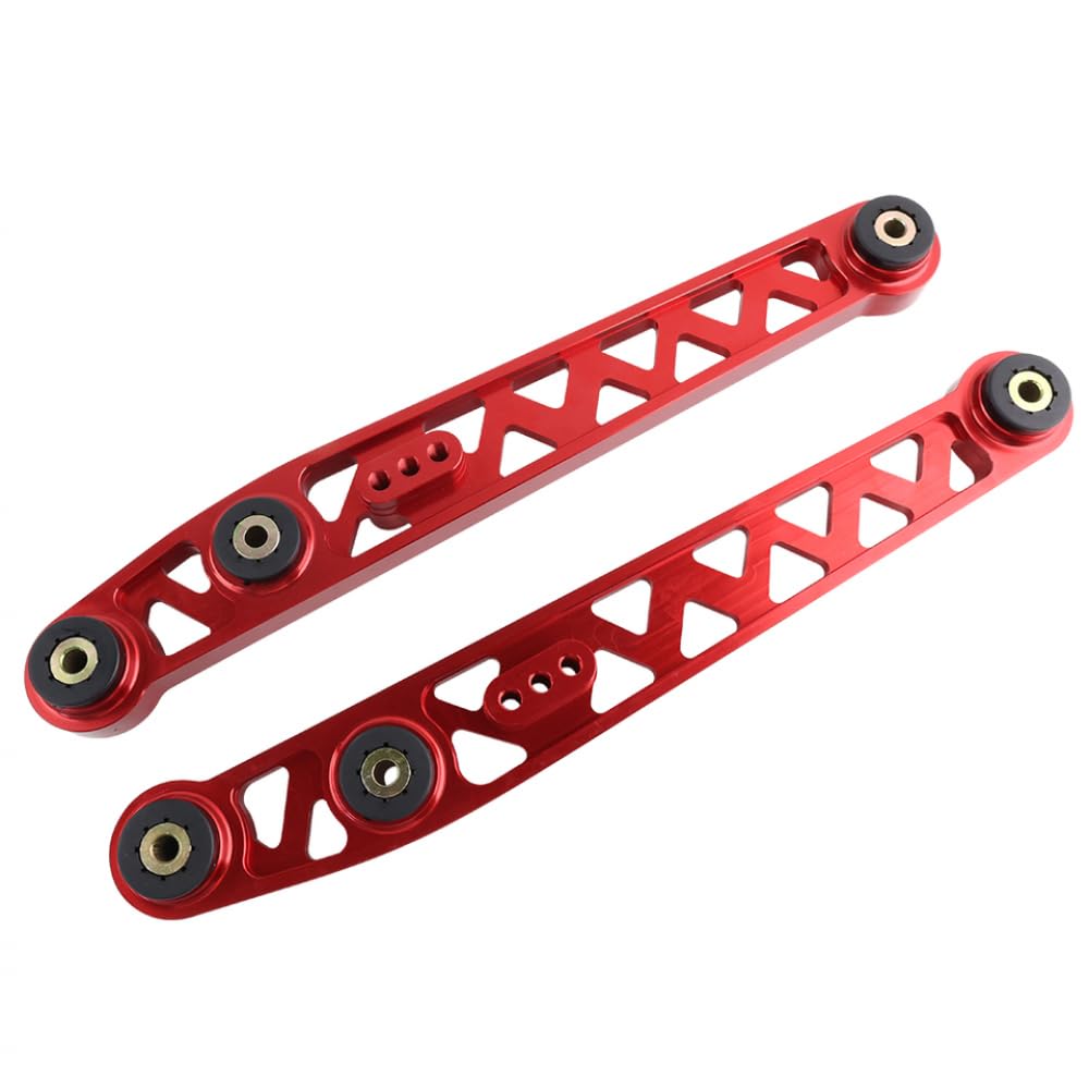 Billet Aluminium Heck untere Kontrollarme Rotes schwarzes Silberpaar kompatibel mit Civic EK 1996-2000 Ex Si-Chassis-Teile(Red) von GNOVIATL