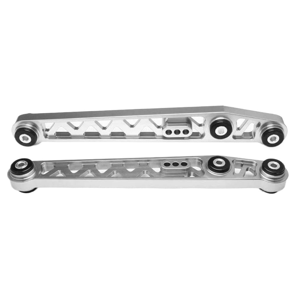 Billet Aluminium Heck untere Kontrollarme Rotes schwarzes Silberpaar kompatibel mit Civic EK 1996-2000 Ex Si-Chassis-Teile(Silver) von GNOVIATL
