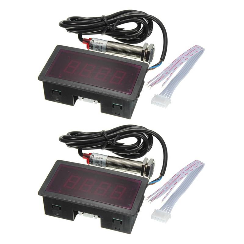 GNURBDILFO 2X LED 4 Digitaler Tachometer RPM Geschwindigkeitsmesser Rot + NPN Hall Proximity Sensor Schalter von GNURBDILFO