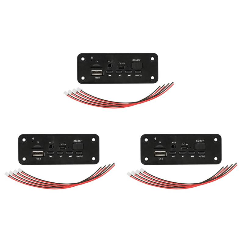 GNURBDILFO 3X Bluetooth 5.0 MP3 Decoder Board 2 X 3 W Lautsprecher Auto FM Radio 5 V UnterstüTzung Aufnahme Anruf Freisprech Funktion von GNURBDILFO