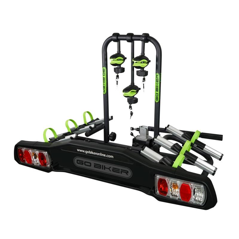 GO BIKER Fahrradträger für 2 und 4 Elektrofahrräder und Standardfahrräder - Kapazität 60 kg - Diebstahlsicherung - klappbar - Kippfunktion - Pilot 6 Funktionen - E-Bike (Ranger) von GO BIKER