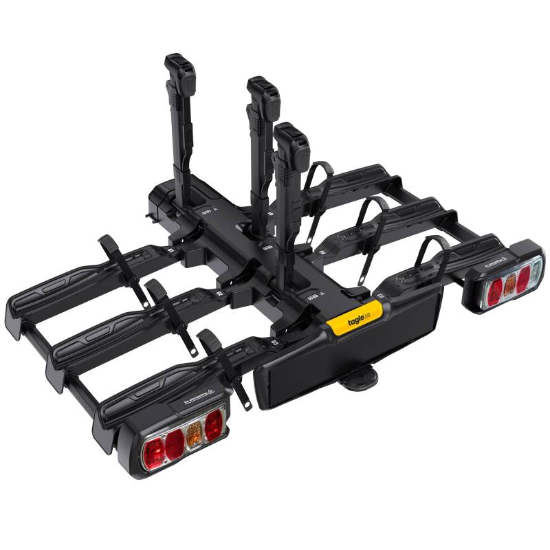 GO BIKER TAGLE E-VELOQ 3 Fahrradträger für 3 E-Bikes - Schwenkbar - Diebstahlsicherung - Schnelle Installation - Kompaktes Design - Tragkraft 30 kg pro Schiene von GO BIKER