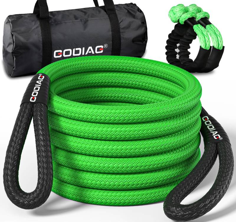 GODIAG 1"×30ft, 9M Abschleppseil Pkw mit Rutschfesten Handschuhen und Aufbewahrungstasche, Abschleppgurt 9m mit 2 Soft Schäkel, Tragfähigkeit 46500 LBS für LKW Jeep ATV UTV Traktor Straßenrettung von GODIAG