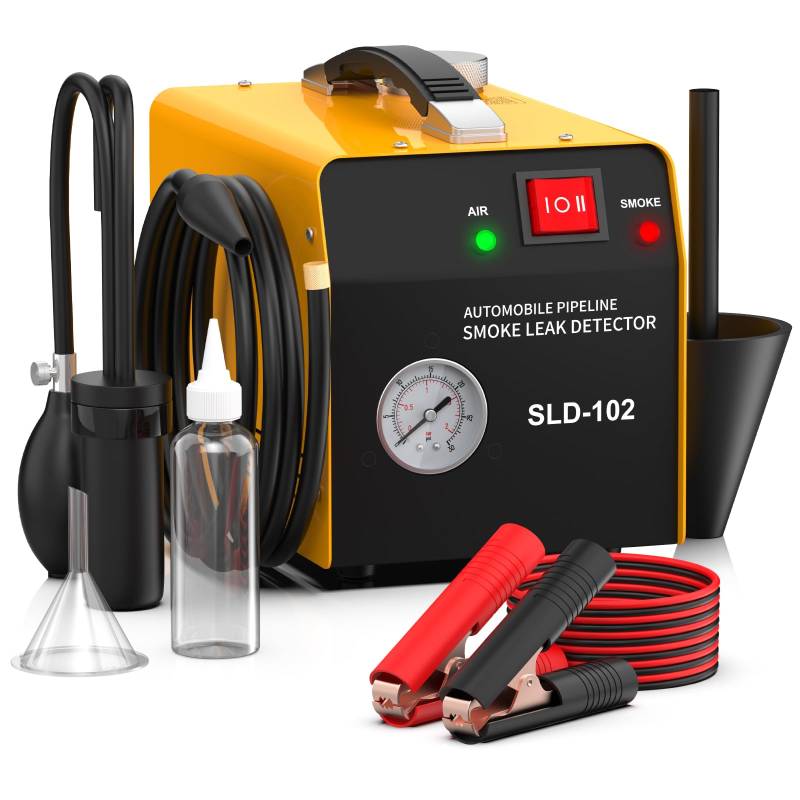 GODIAG SLD102 Nebelmaschine Kfz Rauchmaschine Lecksuchgerät mit Eingebauter Luftpumpe Nebelmaschin Kfz Werkstatt mit Manometer für DC12V ATVs, Autos, Motorräder, Schneemobile, Boote von GODIAG