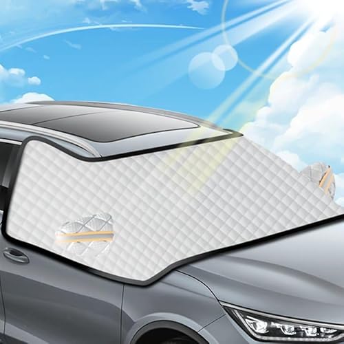 GOEDCH Auto Windschutzscheiben: Frontscheibenabdeckung Mit Spiegelabdeckungen, Faltbare Autoabdeckung mit Magnet Fixierung Auto für Gegen Schnee EIS Frost UV-Schutz Staubabweisender(265 x 110 cm) von GOEDCH