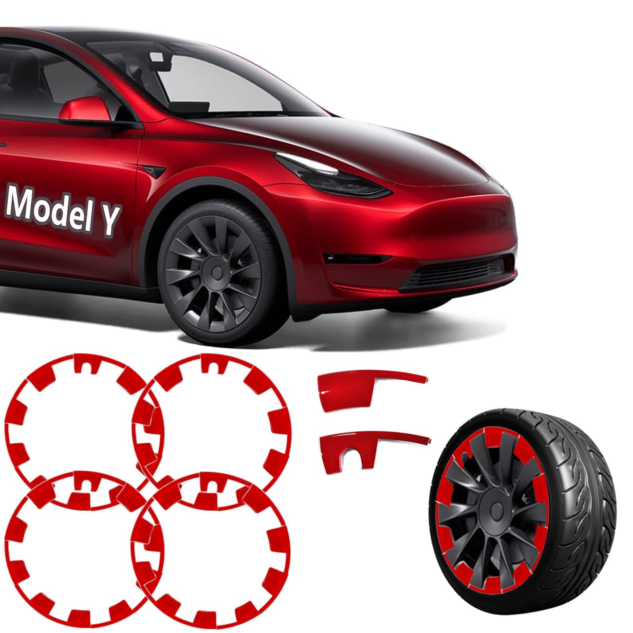 GOFOME Auto Felgenschutz 20/21 Zoll Kompatibel mit Tesla Model Y Zubehör, Felgenschutzringe Set für 4 Räder, Modular Gestaltete Felgen, Waterproof Rim Protector, Felgenschoner Auto Deko GOFOME Auto Felgenschutz 20/21 Zoll Kompatibel mit Tesla Model Y Zubehör, Felgenschutzringe Set für 4 Räder, Modular Gestaltete Felgen, Waterproof Rim Protector, Felgenschoner Auto Deko von GOFOME