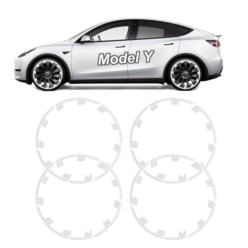 GOFOME Auto Felgenschutz 20/21 Zoll Kompatibel mit Tesla Model Y Zubehör, Felgenschutzringe Set für 4 Räder, Modular Gestaltete Felgen, Waterproof Rim Protector, Felgenschoner Auto Deko von GOFOME