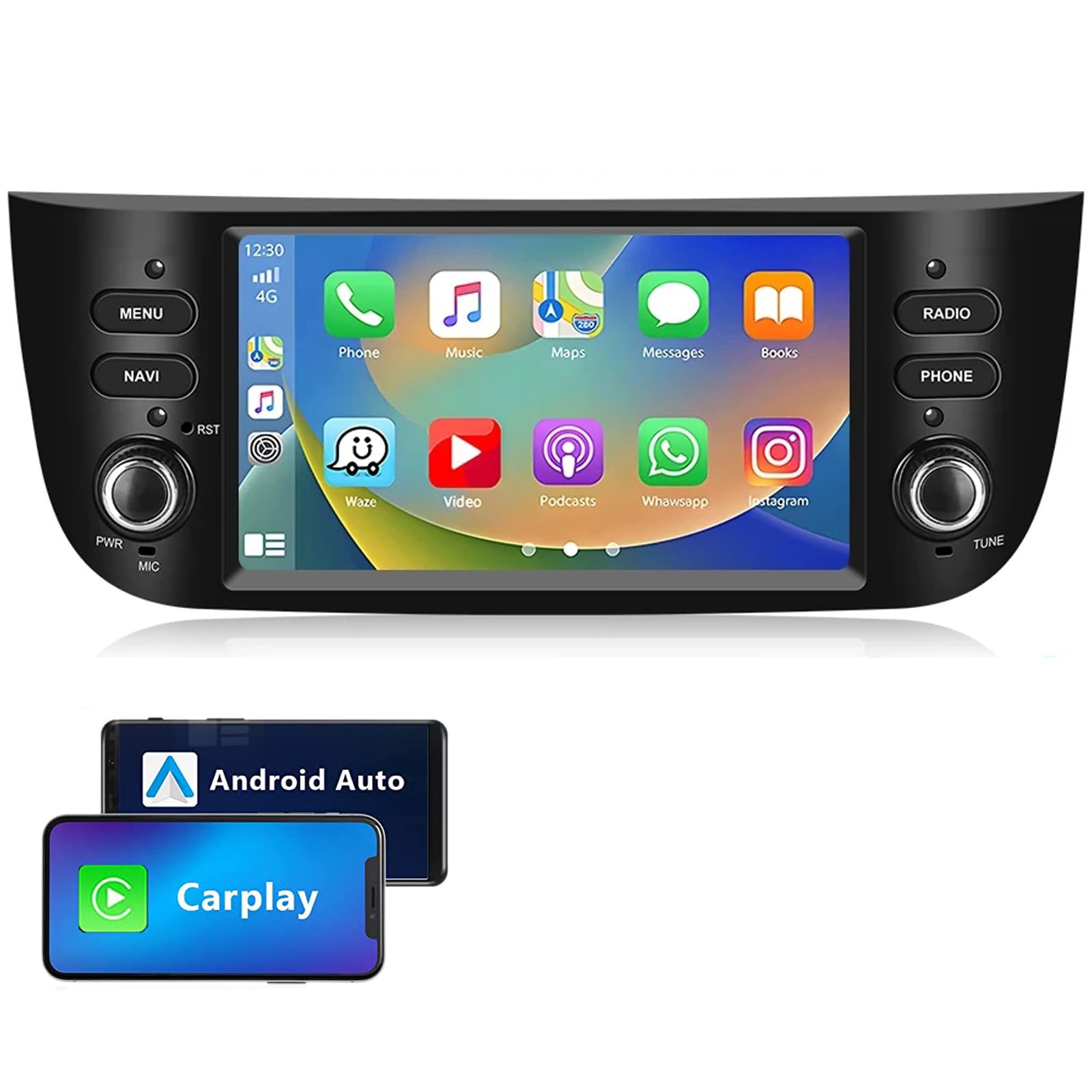 GOFORJUMP 7-Zoll-Doppel-Din-Carplay-Android-Auto-Autoradio, kompatibel mit FIAT Punto, unterstützt Bluetooth/Mirror Link/GPS-Navigation/SWC GOFORJUMP 7-Zoll-Doppel-Din-Carplay-Android-Auto-Autoradio, kompatibel mit FIAT Punto, unterstützt Bluetooth/Mirror Link/GPS-Navigation/SWC von GOFORJUMP
